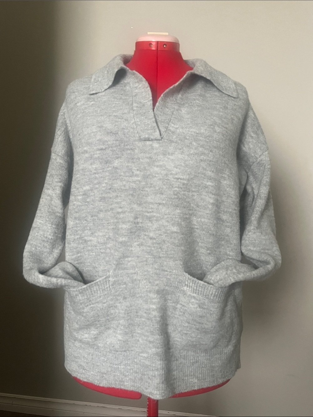 Light Gray Collared Pullover Sweater